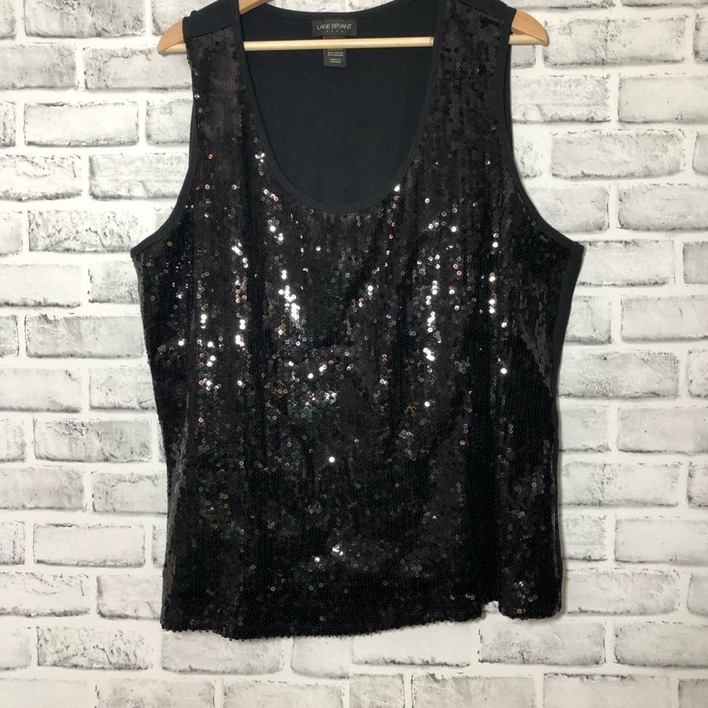 Lane Bryant Black Sequin Tank Top